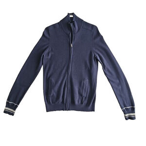 Banana Republic Men's Medium 100% Extra Fine Merino Wool Zip-Up Sweater Jacket